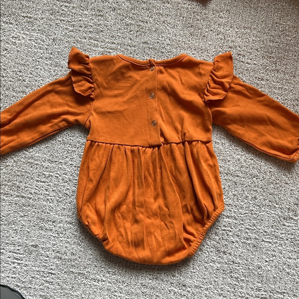 Rustic Orange Ruffled Kids One Piece - Picture 3 of 4